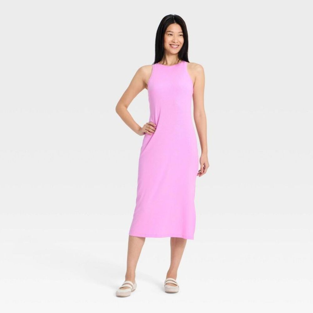 Women's Modal Ribbed Midi Dress - All In Motion Light Purple XXL